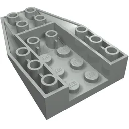 Brick Wedged, Sloped Inverted 6 x 4 with 2 Stud Connections / Light Gray