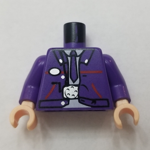 Lego Torso Jacket and Dark Purple Tie Print (Knight Bus Conductor), Dark Purple Arms, Light Nougat Hands / Dark Purple