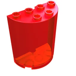 Cylinder Half 2 x 4 x 4 / Trans-Red