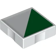 Duplo Tile 2 x 2 with Shape Green 1/2 Square Print / White