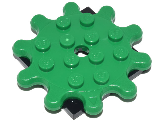 Lego Turntable 4 x 4 x 2/3 Gear 10 Tooth with Black Square Base, Free-Spinning (35443 / 61485)
