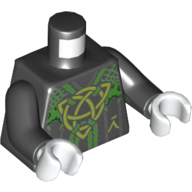Lego Torso Robe, Lime Keltic Knot, Green String Print, Black Arms, White Hands / Black