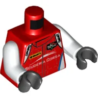 Torso, Racing Jacket, 'Sabelt' Logo on Shoulders and 'SCUDERIA CORSA' Logo on Front and Back Print, White Arms, Black Hands / Red