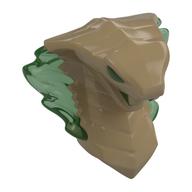 Lego Minifig Head Special Snake, Cobra with Open Mouth with Trans-Green Eyes, Flames / Dark Tan