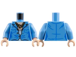 Torso Female Jacket with Buttons and Pockets over White Shirt, Dark Tan Rope Necklace, Light Nougat Neck Pattern / Medium Blue Arms / Light Nougat Hands