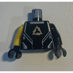 Torso, Odd Arms, Shirt with Alpha Team Arctic Logo, Silver Lines Print, Left Black Arm, Right Yellow Arm, Black Hands / Black