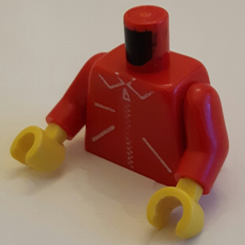 Lego Torso Jacket with Straight Zipper Print, Red Arms, Yellow Hands / Red