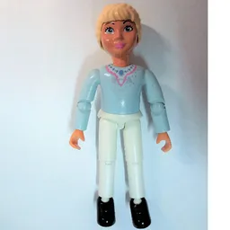 Belville Figure Articulated Elbows, Child, Female, Light Yellow Hair, White Pants, Light Blue Top with Dark Pink Trim and Necklace Print / Light Blue