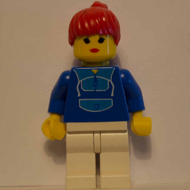 Lego Woman, Blue and White Jogging Suit, Red Hair