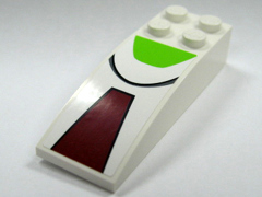 Lego Slope, Curved 6 x 2 with Black Semicircle and Dark Red and Lime Trapezoids Pattern (Sticker) - Set 7674