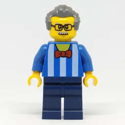 Blue Torso, Dark Blue Legs, Dark BLuish Grey Hair - Without Back Print