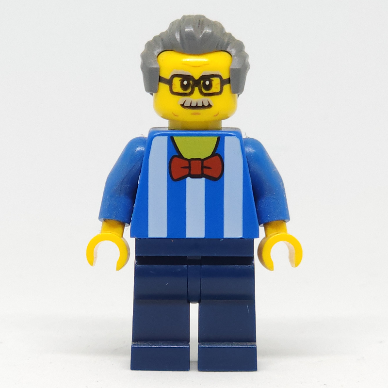 Lego Blue Torso, Dark Blue Legs, Dark BLuish Grey Hair - Without Back Print