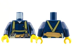 Torso Shirt with Harness and Wrench, Printed Back Pattern / Dark Blue Arms / Yellow Hands