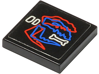 Lego Tile 2 x 2 with Dinosaur Skeleton and Bone Pattern (Sticker) - Sets 1737 / 5129 / 6854 / 6856 / 6899 / 6938 / 6958 / 6982