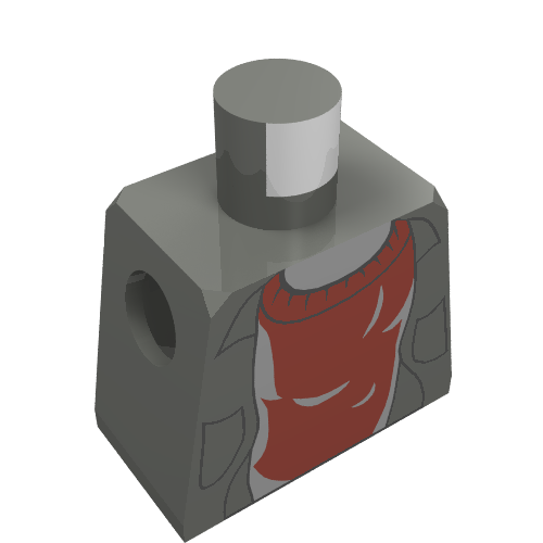 Lego Torso Shirt, Open over Dark Red Sweater Print, Dark Bluish Gray Arms, Light Nougat Hands / Dark Bluish Gray