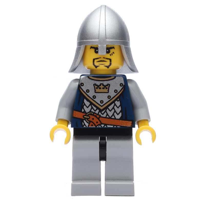 Lego Knight, Dark Blue, Helmet, Goatee Beard and Printed Hair