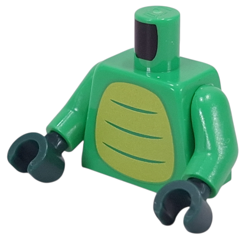 Lego Torso, Lime Crocodile Belly print, Bright Green Arms, Dark Green Hands / Bright Green