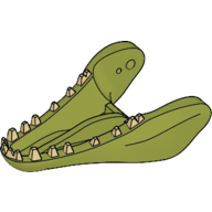 Lego Animal Body Part, Dinosaur, Indominus Rex Lower Jaw with Tan Teeth / Olive Green
