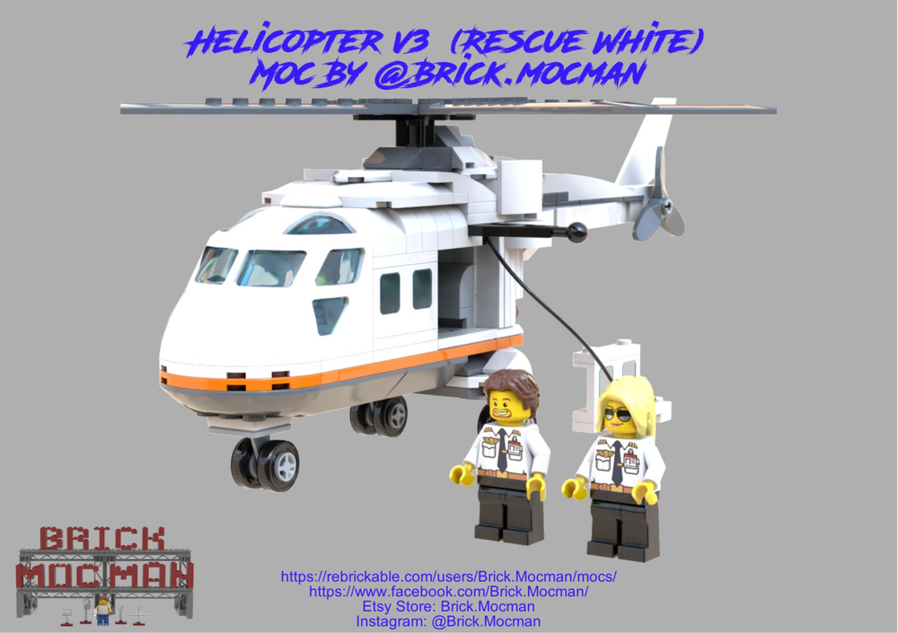 Lego Rescue Helicopter - V3 - White