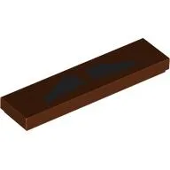 Tile 1 x 4 with Black Moustache Print / Reddish Brown
