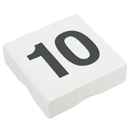 Duplo Tile 2 x 2 with '10' Print / White