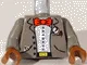 Torso Jacket Open with Buttons and Pockets over White Shirt, Black Belt with Yellow Buckle, Red Bow Tie, Handkerchief, Magnifying Glass, Pen Pattern / Dark Gray Arms / Brown Hands