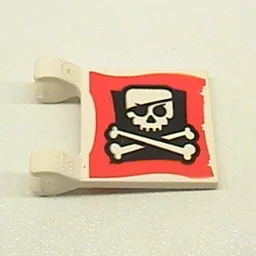 Flag 2 x 2 Square with Skull and Crossbones (Eyepatch) Print / White
