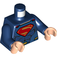 Lego Torso Muscles, Red Cape Clasps, Red and Gold Superman 'S' Logo, Gold Belt Buckle Print, Dark Blue Arms, Light Nougat Hands / Dark Blue