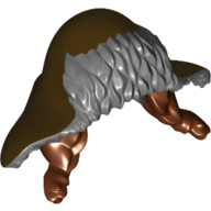 Lego Hair and Hat with Flaps, Fur-lined and Dark Brown Braided Hair Print / Dark Bluish Gray
