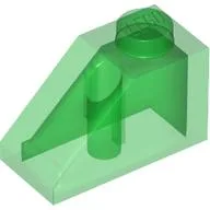 Brick Sloped 45° 2 x 1 with Bottom Pin / Trans-Green