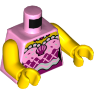 Lego Torso Dress with Magenta Diamonds, White Curvy Belt, Magenta Sea Shell Print, Yellow Arms and Hands / Bright Pink