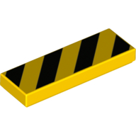 Lego Tile 1 x 3 with Black Warning/Danger Stripes print