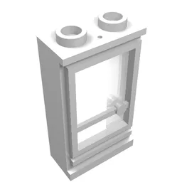 Door 1 x 2 x 3 Left with Hollow Studs, Fixed Glass / White
