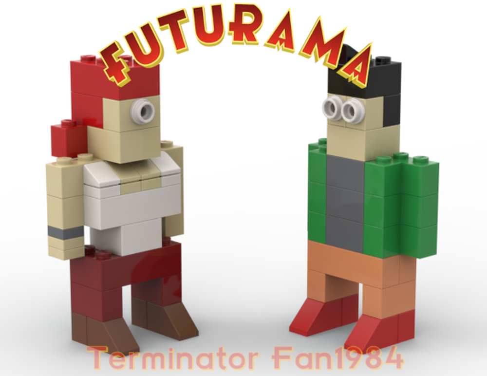 Lego Leela and Fry (Universe 1 versions of Season 7 Episode 1 "Rebirth" lego figures)
