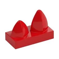Tile Special 1 x 2 with Two Vertical Teeth / Tooth / Red