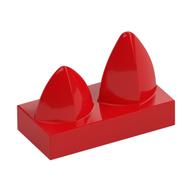 Lego Tile Special 1 x 2 with Two Vertical Teeth / Tooth / Red
