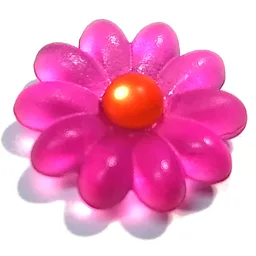Clikits Icon, Flower 2 x 2 Large, 10 Petals with Pin [Frosted] Trans-Neon Orange Center Cabochon / Trans-Dark Pink
