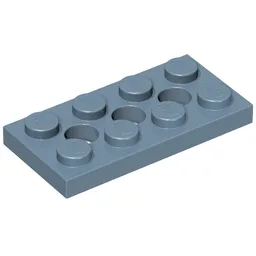 Technic Plate 2 x 4 [3 Holes] / Sand Blue