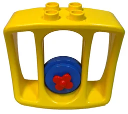 Duplo Rattle Square, with Blue Wheel with Red Flower
