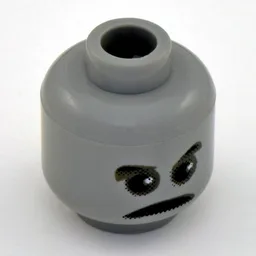 Minifig Head Peeves / Knight, Ghostly Gray Face, Eyebrows, Pupils Print [Blocked Open Stud] / Light Gray