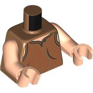 Lego Torso, Shirt, Orange Decorations print, Light Nougat Arms and Hands / Medium Nougat