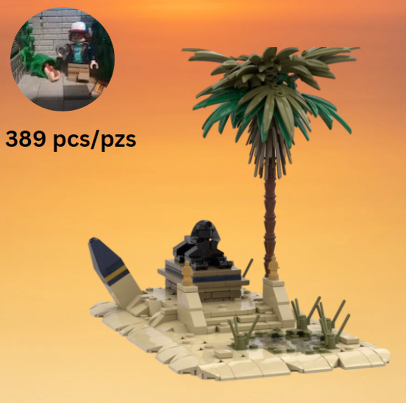 Lego statue in the desert