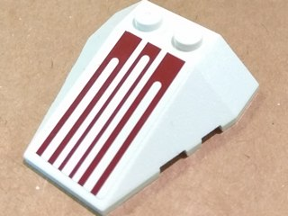 Lego Wedge 4 x 4 Triple with Stud Notches with Six Dark Red Pinstripes Pattern (Sticker) - Set 8085