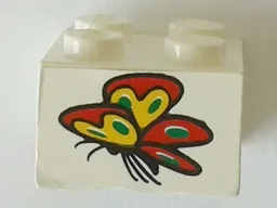 Brick 2 x 2 with Butterfly Pattern (Sticker) - Set 4165