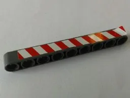 Technic, Liftarm Thick 1 x 9 with Red and White Danger Stripes Model Right Side Pattern (Sticker) - Set 8289