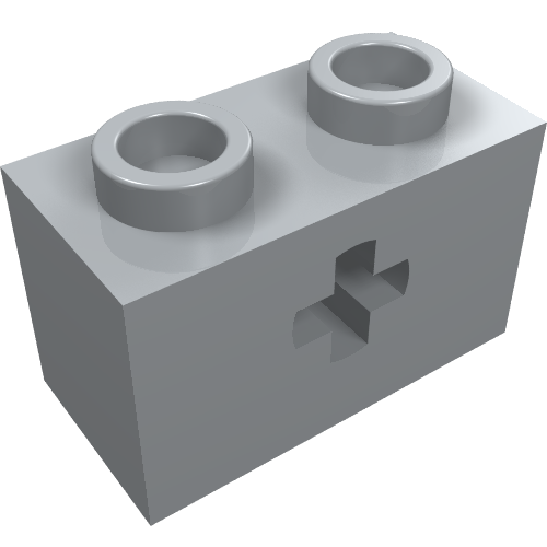 Lego Technic Brick 1 x 2 with Axle Hole Type 1 [+ Opening] and Bottom Ridges / Light Bluish Gray