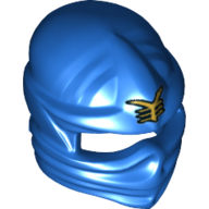 Lego Wrap with Forehead Ridge and Gold Asian Character Print (Jay) / Blue