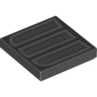Tile 2 x 2 with Dark Bluish Grey Grill Print / Black