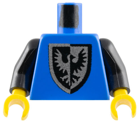 Lego Torso Castle Black Falcon with Shield Bottom Round Pattern / Black Arms / Yellow Hands