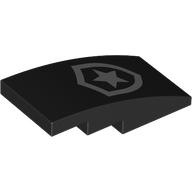 Lego Brick Curved 4 x 2 No Studs with Silver Police Logo print / Black